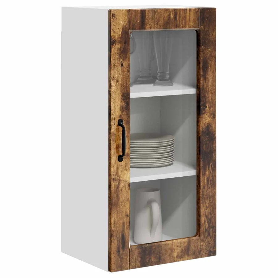 Cabinet en verre mural LUCCA 2 pcs Chêne fumé 40 x 31 x 80 cm - 3