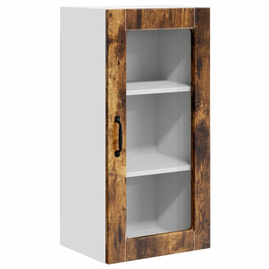 Cabinet en verre mural LUCCA 2 pcs Chêne fumé 40 x 31 x 80 cm - 4