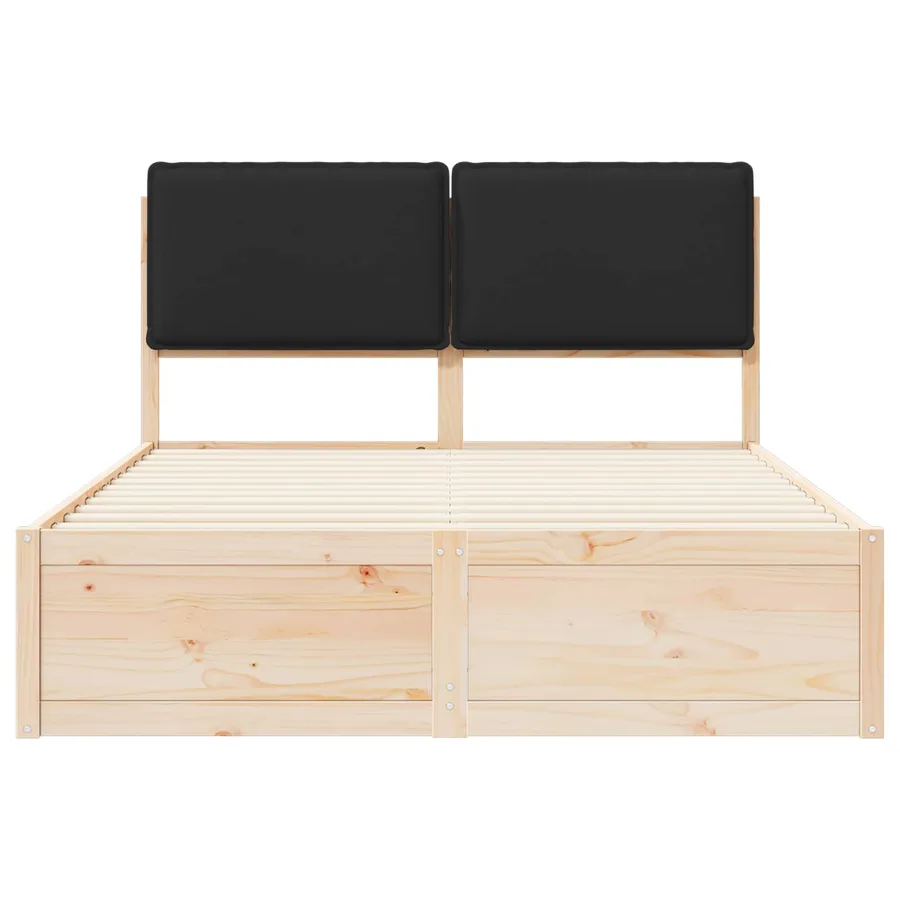 Cadre de lit avec tête de lit rembourrée Noir 140 x 190 cm - 5