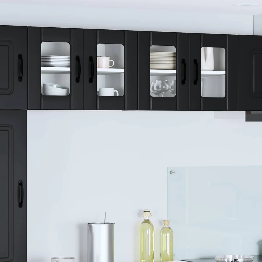Cabinet en verre mural LUCCA 2 pcs Noir 60 x 31 x 40 cm