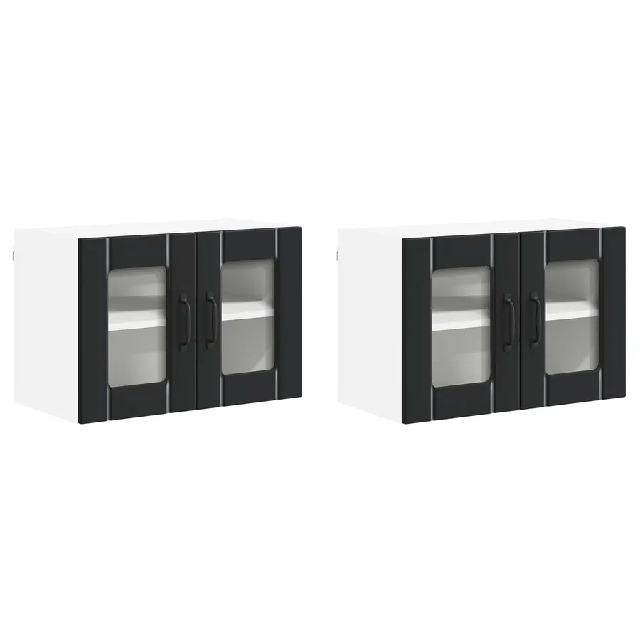 Cabinet en verre mural LUCCA 2 pcs Noir 60 x 31 x 40 cm - 2