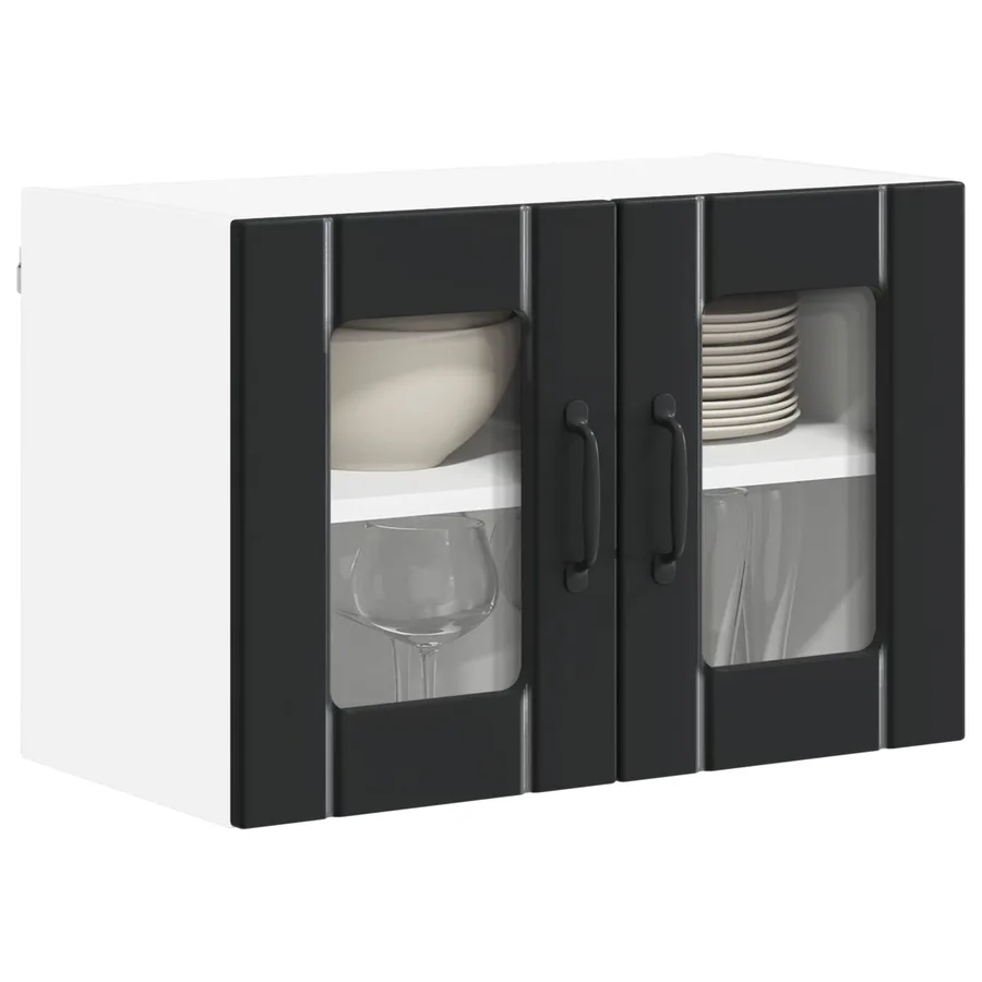 Cabinet en verre mural LUCCA 2 pcs Noir 60 x 31 x 40 cm - 3