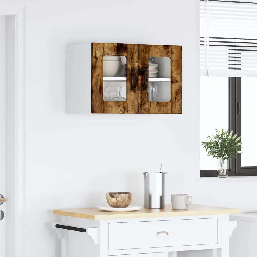 Cabinet en verre mural LUCCA Chêne fumé 60 x 31 x 40 cm - 4