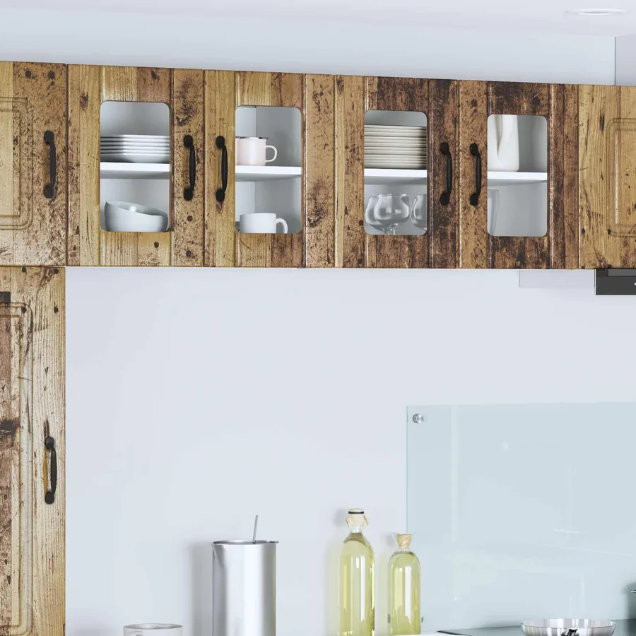 Cabinet en verre mural LUCCA 2 pcs Bois ancien 60 x 31 x 40 cm