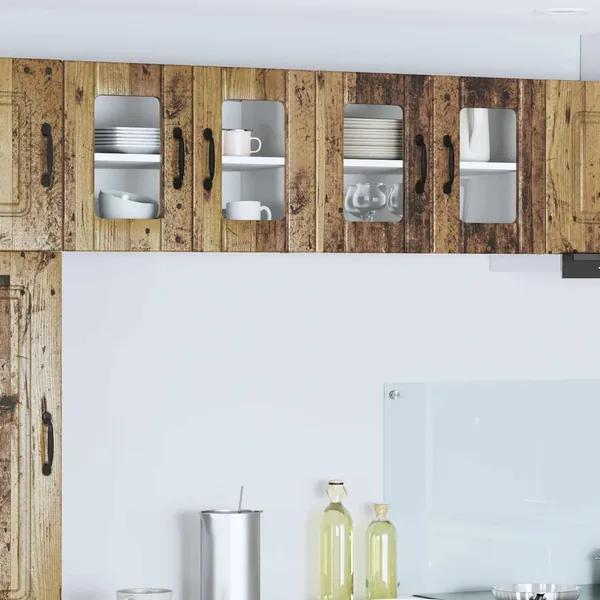 Cabinet en verre mural LUCCA 2 pcs Bois ancien 60 x 31 x 40 cm