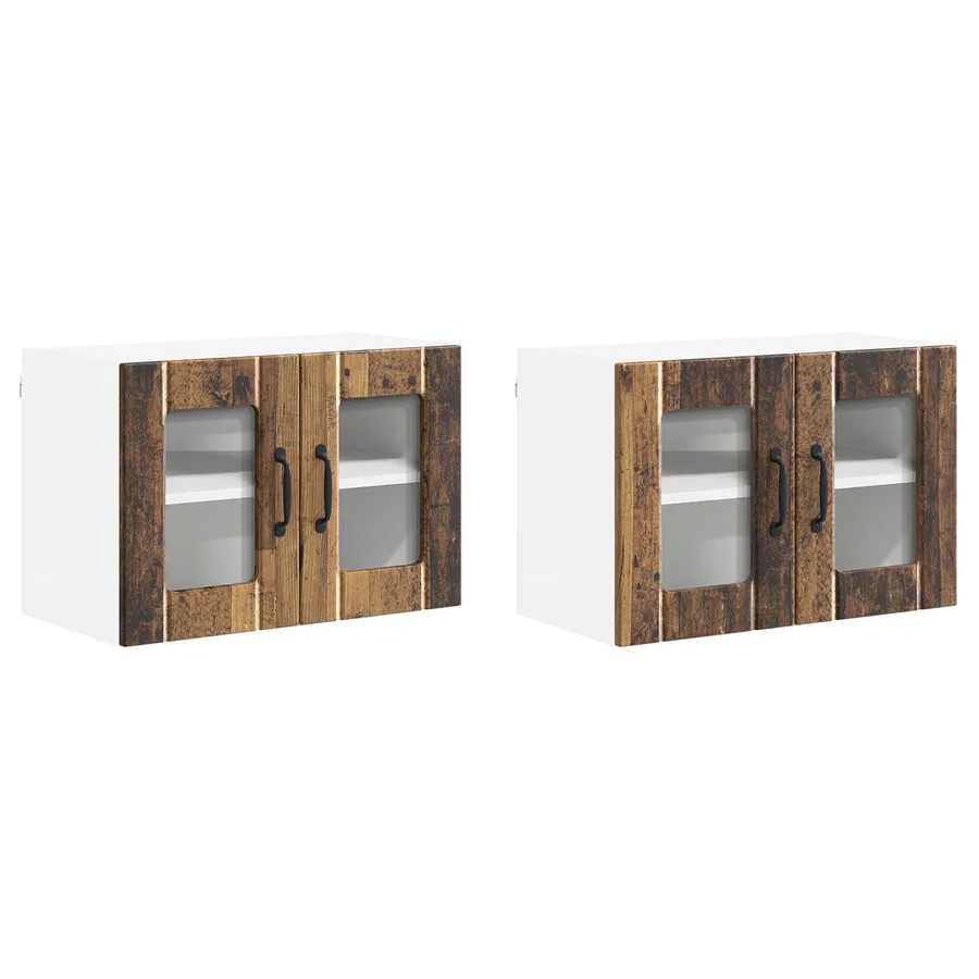 Cabinet en verre mural LUCCA 2 pcs Bois ancien 60 x 31 x 40 cm - 2