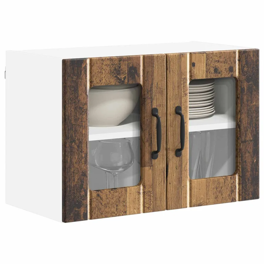 Cabinet en verre mural LUCCA 2 pcs Bois ancien 60 x 31 x 40 cm - 3