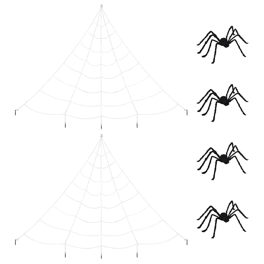 Décoration d'araignée d'Halloween avec toiles 4 pcs Polyester - 2