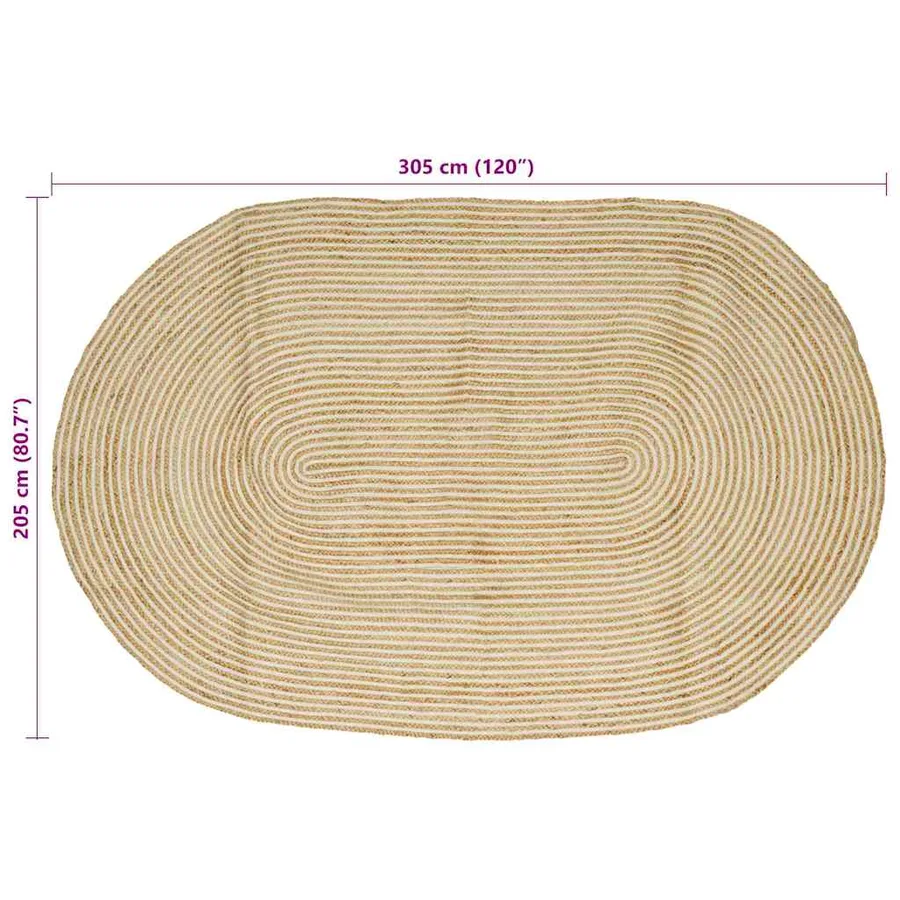 Tapis de surface Naturel et Blanc 205 x 305 cm Jute - 7