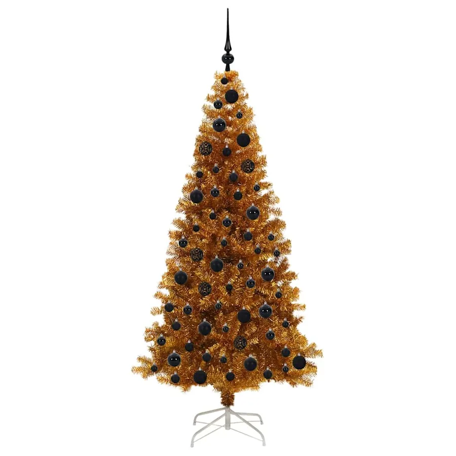 Sapin de Noël avec 300 LED avec support Doré 180 cm PET - 4