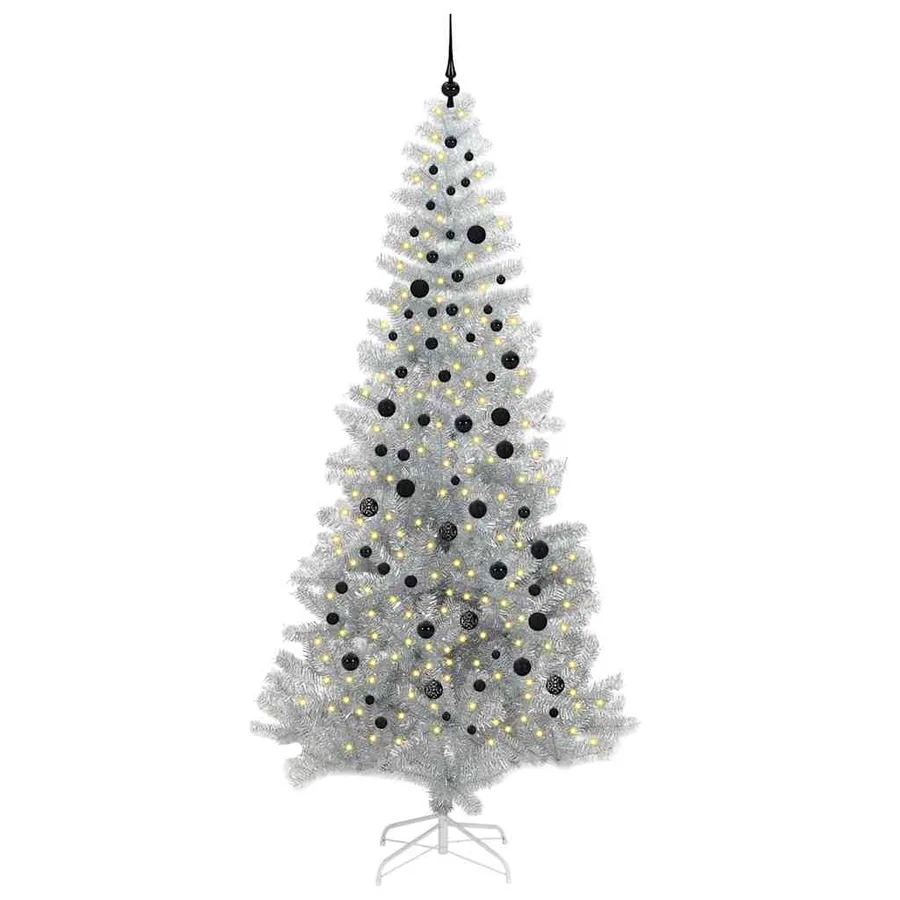 Sapin de Noël avec 300 LED avec support Argent 240 cm PET - 3