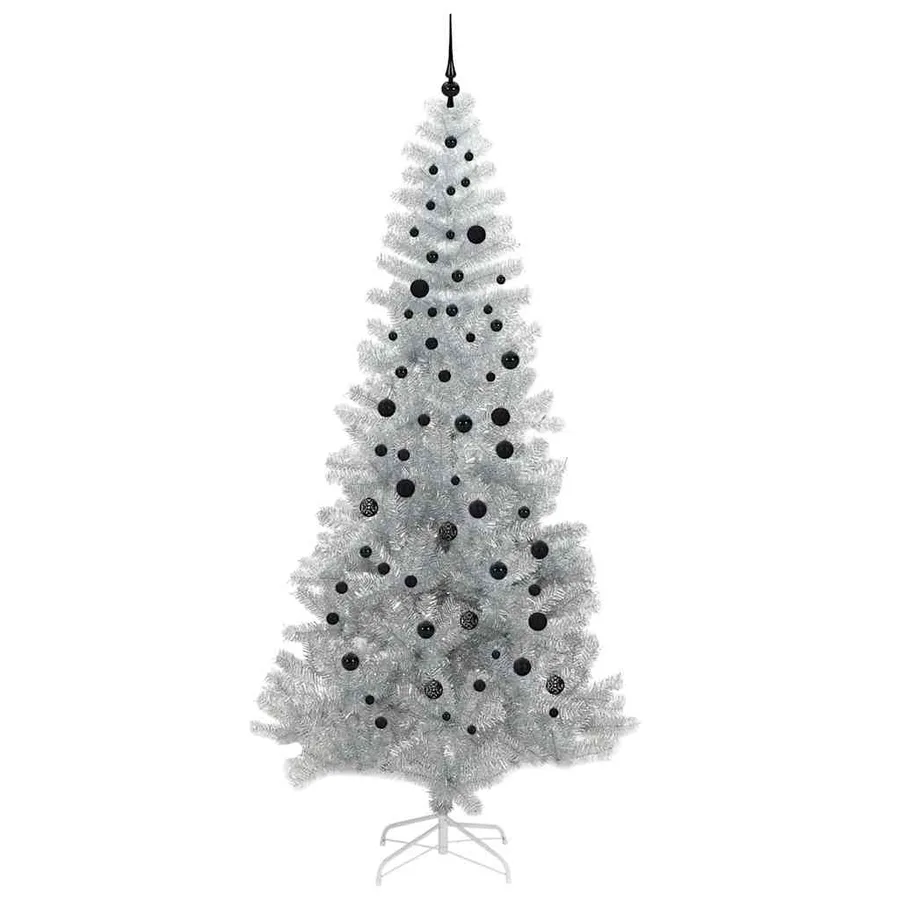 Sapin de Noël avec 300 LED avec support Argent 240 cm PET - 4