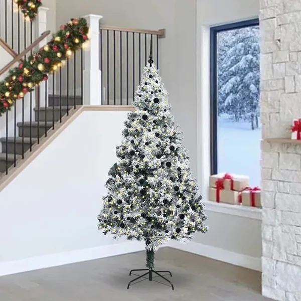 Sapin de Noël artificiel Blanc 240 cm PVC, Acier et Plastique
