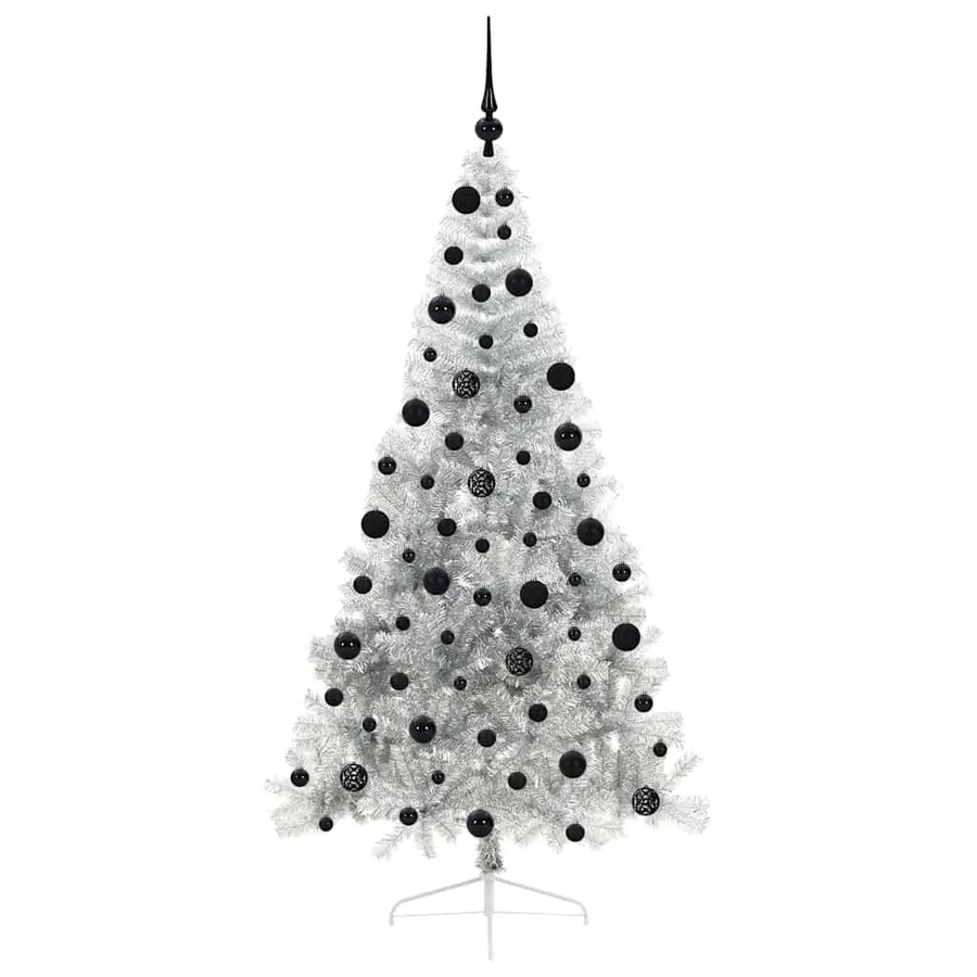 Sapin de Noël artificiel pré-éclairé Argent 210 cm PET - 4