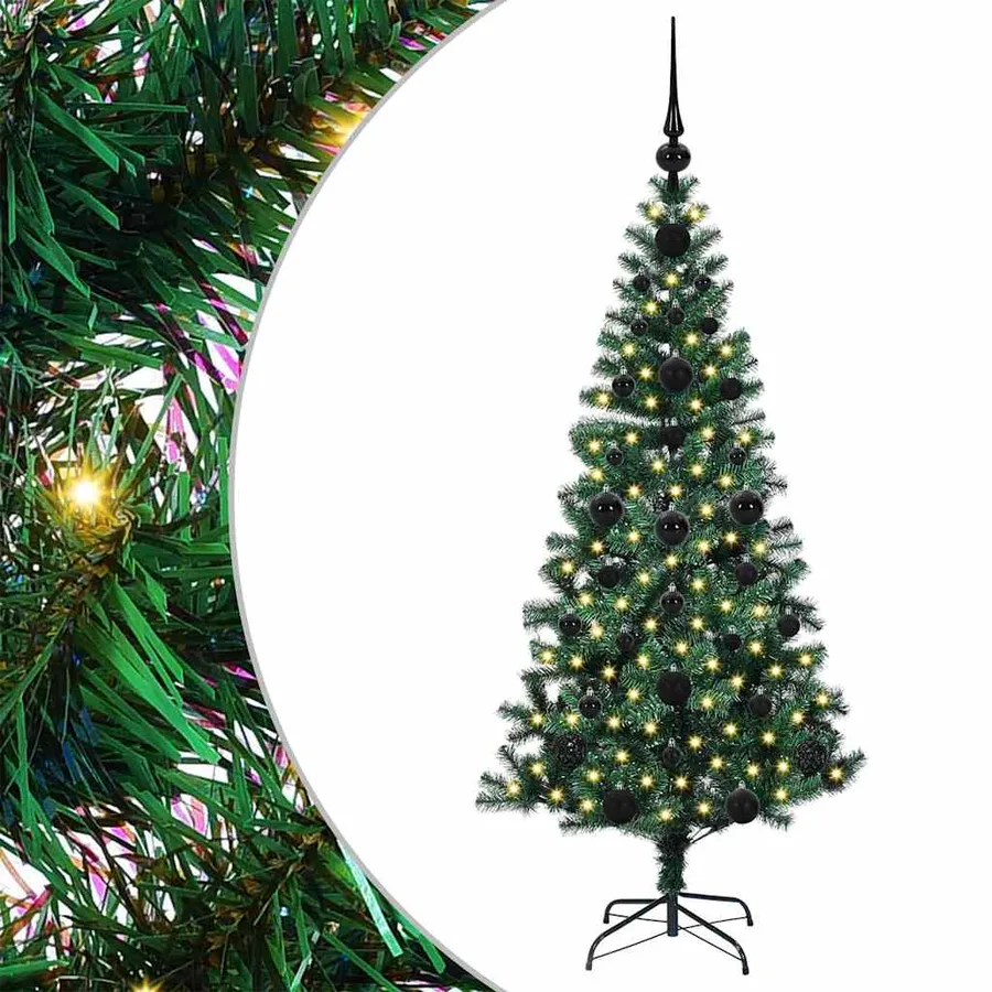Sapin de Noël artificiel pré-éclairé Vert 120 cm PVC et métal - 2