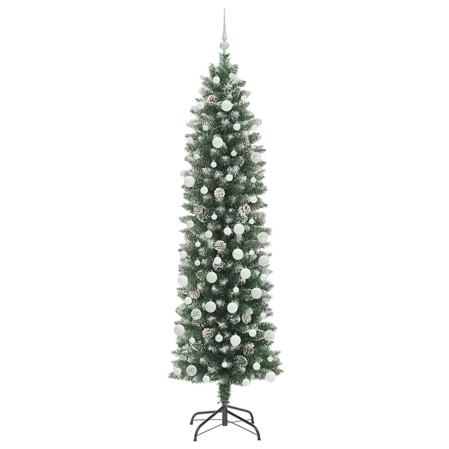 Arbre de Noël artificiel slim avec 300 LED Vert et blanc 210 cm - 4