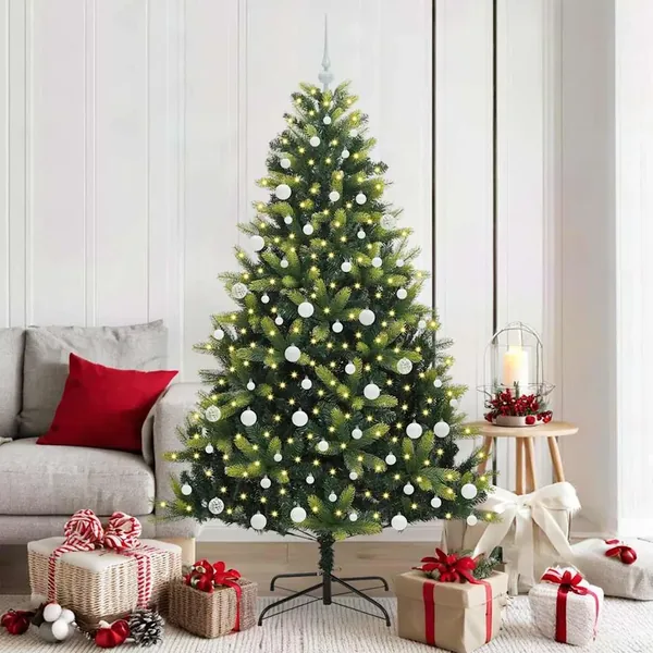Arbre de Noël artificiel en silicone flexible 300 LEDs 180 cm