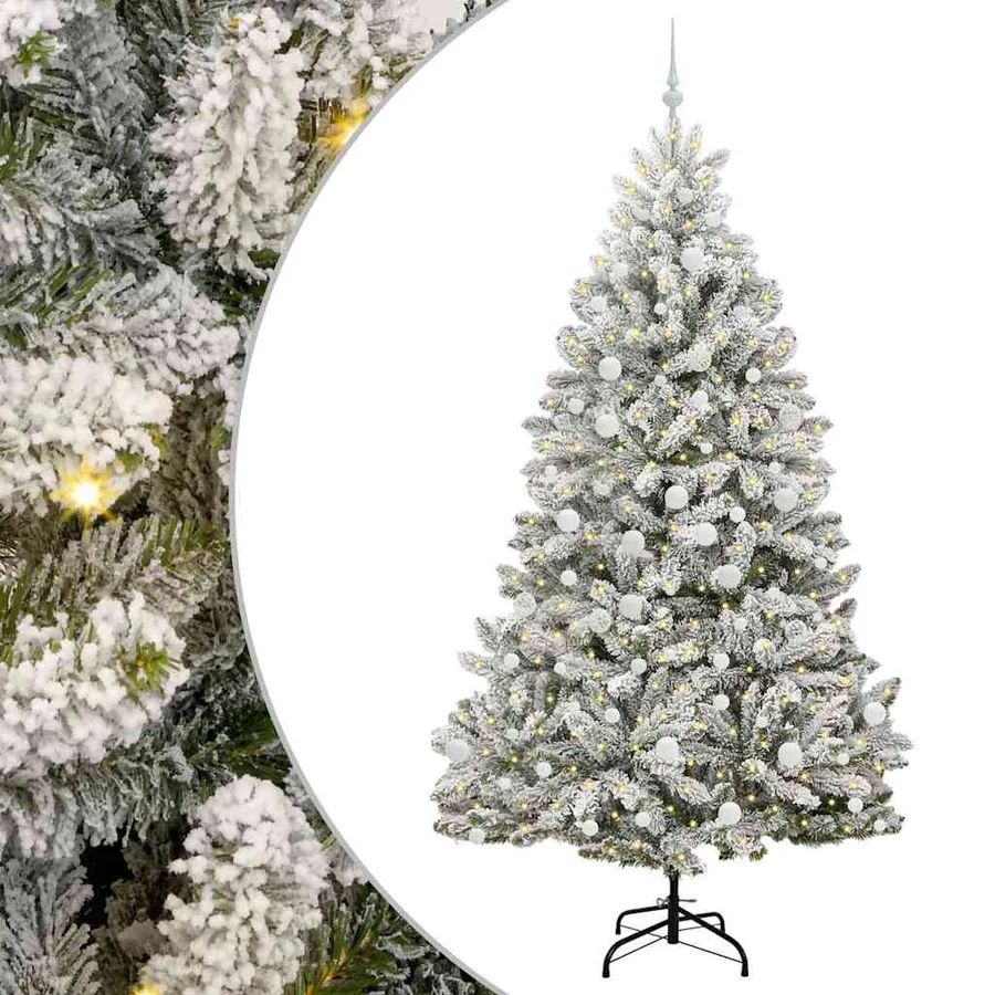 Sapin de Noël artificiel Vert et blanc 210 cm PVC et métal - 2