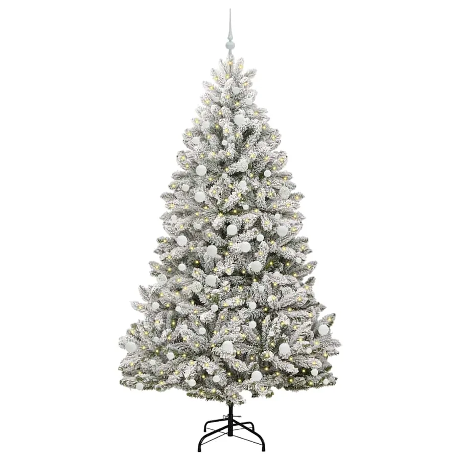 Sapin de Noël artificiel Vert et blanc 210 cm PVC et métal - 3