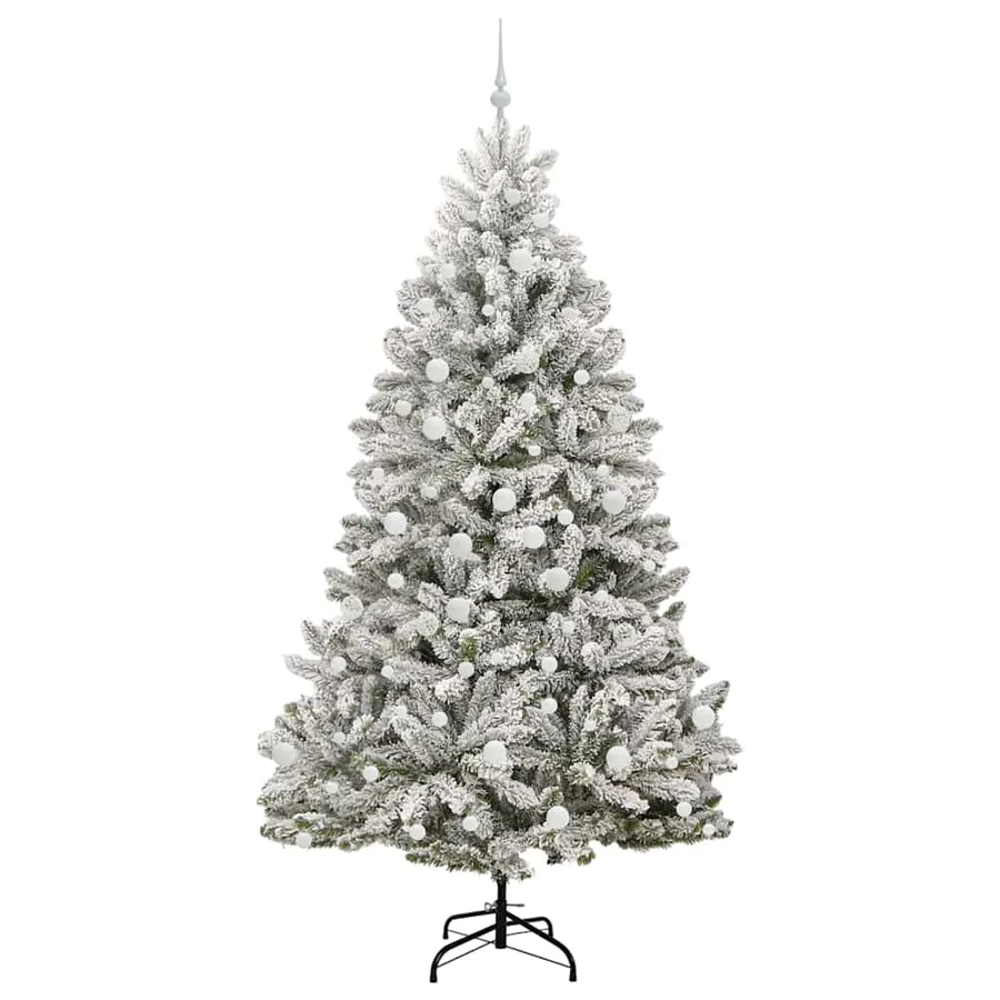 Sapin de Noël artificiel Vert et blanc 210 cm PVC et métal - 4