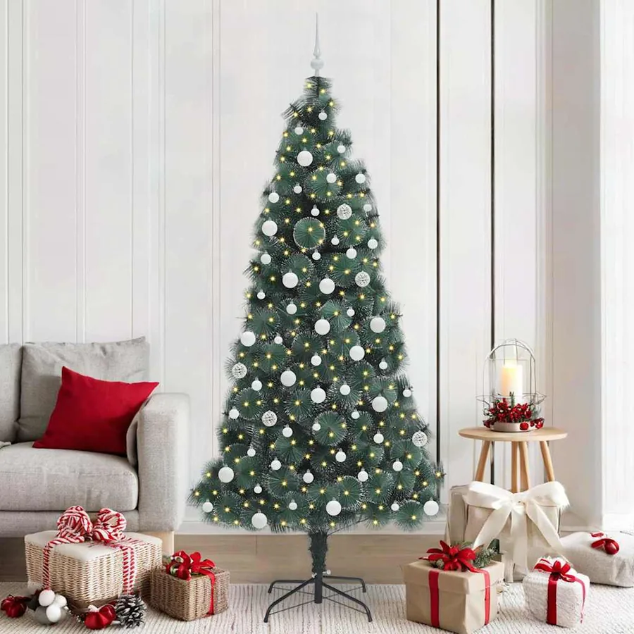 Sapin de Noël artificiel pré-éclairé avec ensemble de boules