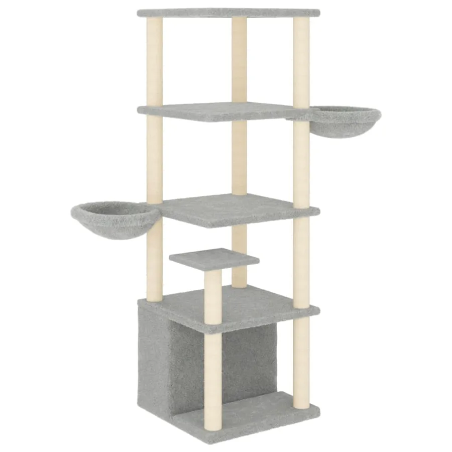 Arbre à chat avec griffoirs en sisal gris clair 147 cm - 2