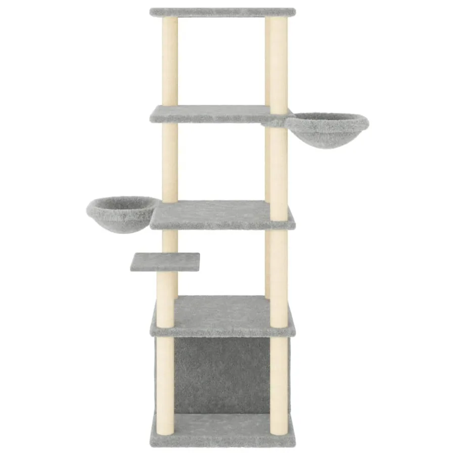 Arbre à chat avec griffoirs en sisal gris clair 147 cm - 3