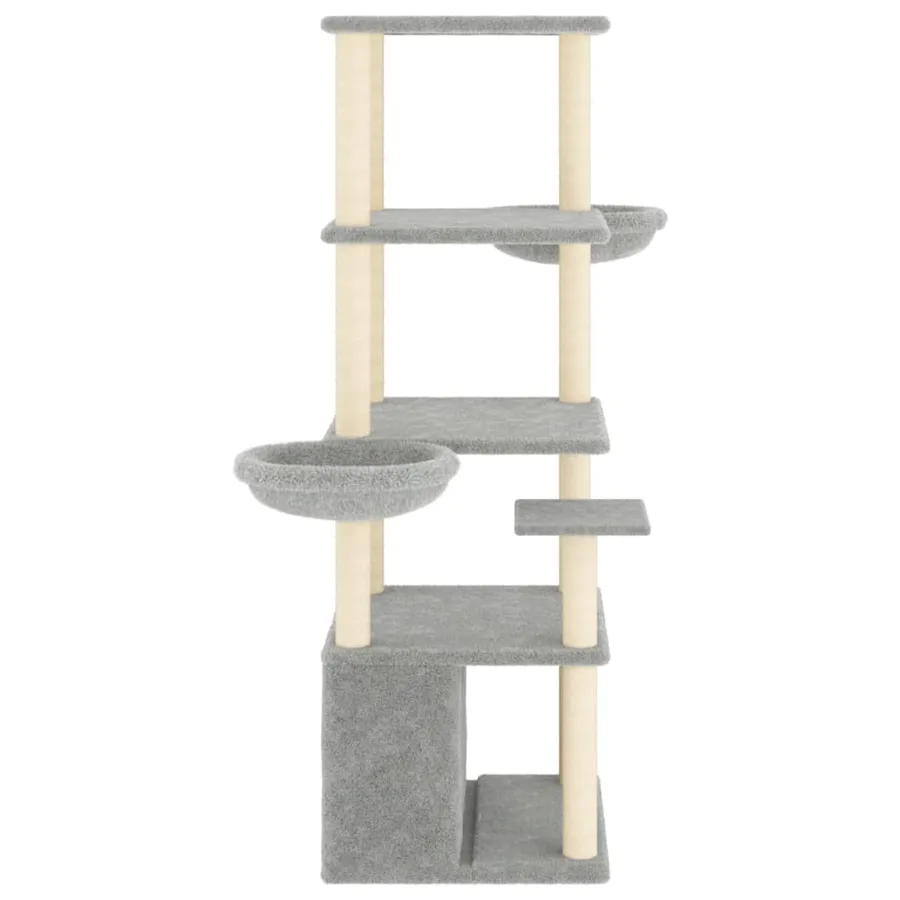 Arbre à chat avec griffoirs en sisal gris clair 147 cm - 4