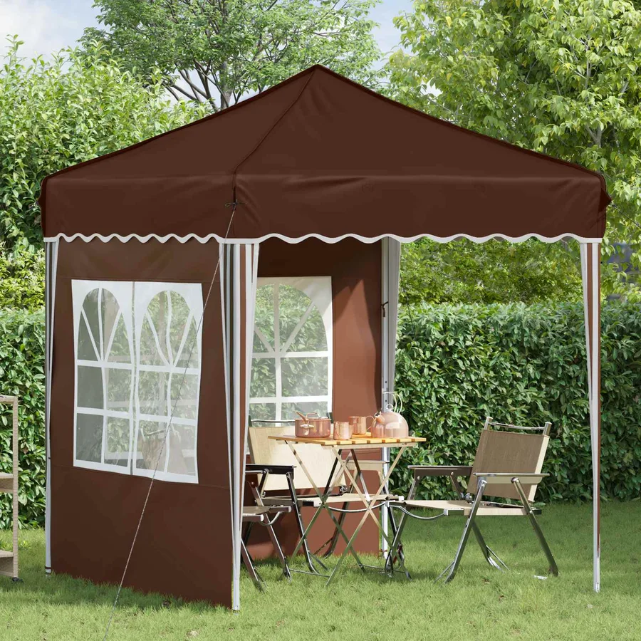 Tente de fête pop-up 195 x 195 x 245 cm Marron Tissu Oxford - 3