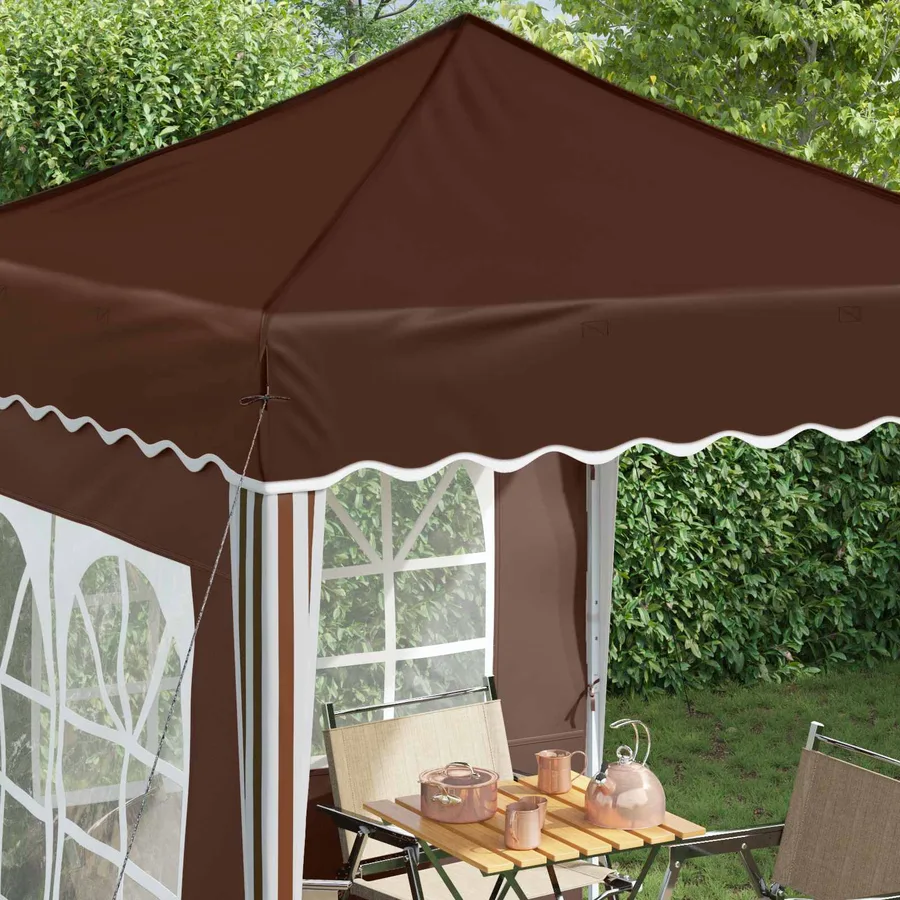 Tente de fête pop-up 195 x 195 x 245 cm Marron Tissu Oxford - 4