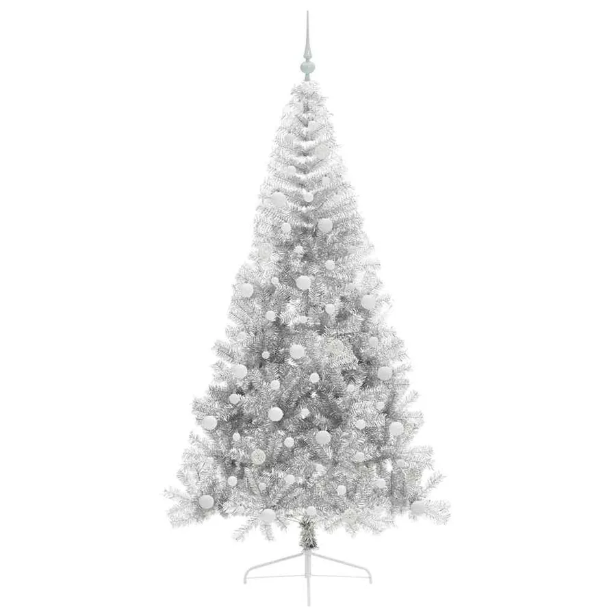 Sapin de Noël artificiel pré-éclairé Argent 210 cm PET - 4