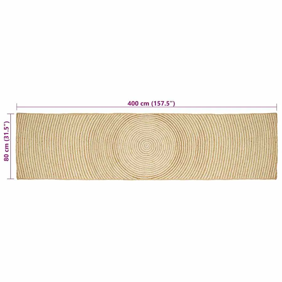 Tapis de surface Blanc 80 x 400 cm Jute - 8