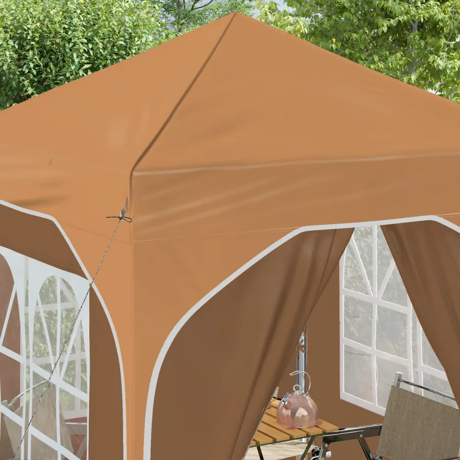 Tente de fête pop-up 192 x 192 x 245 cm Beige - 4