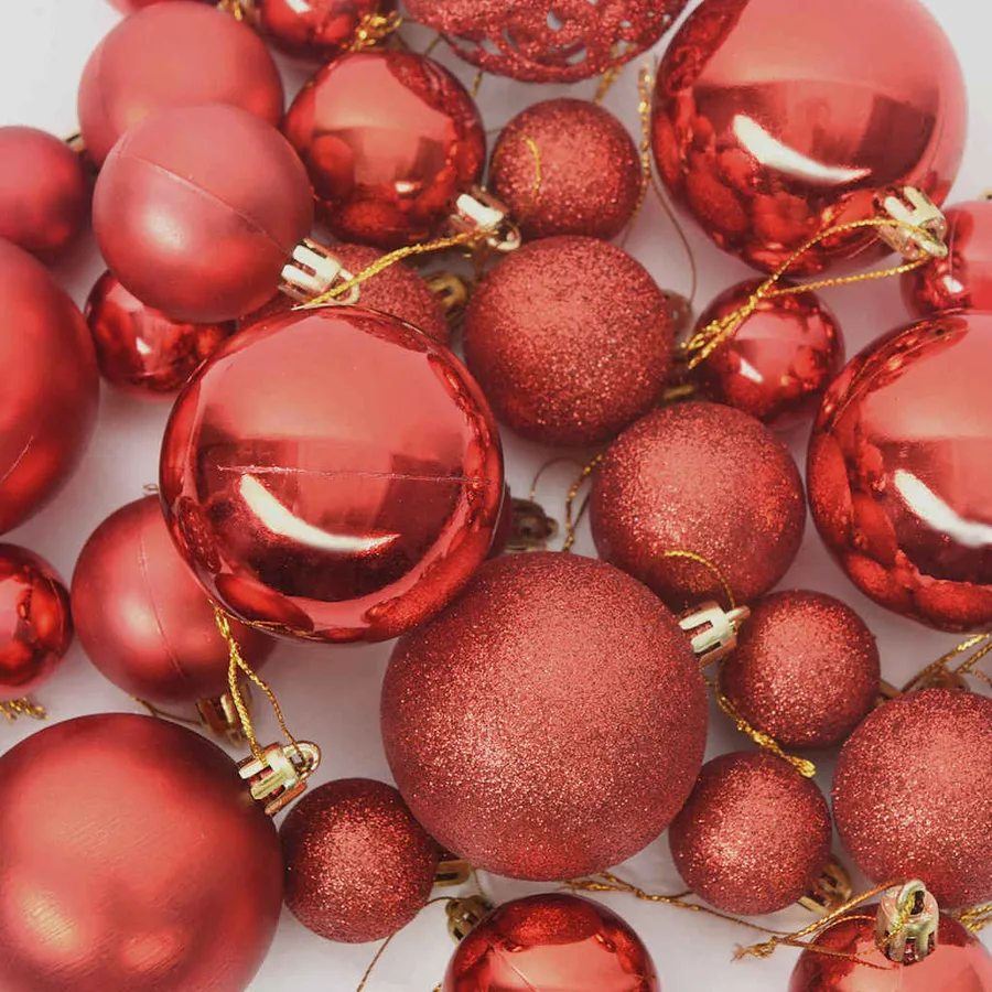 Ensemble de Boules de Noël avec 150 LED 61 pcs Rouge Plastique - 7