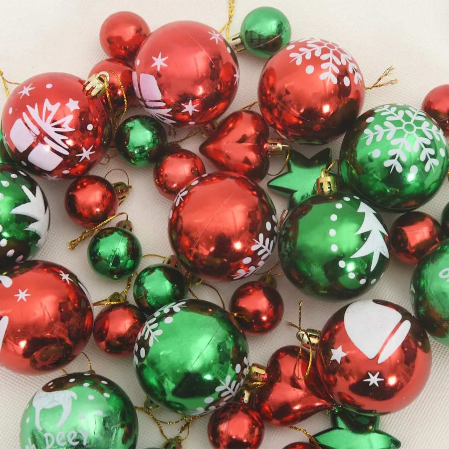 Ensemble de Boules de Noël 40 pcs Rouge et vert Plastique - 6