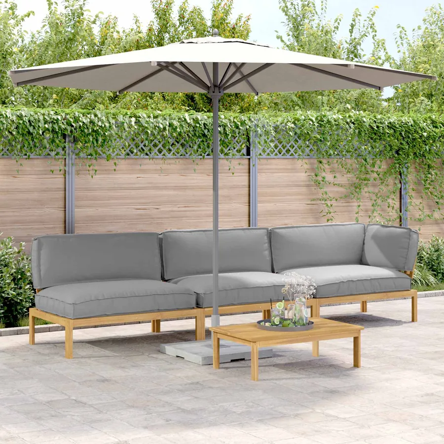 Ensemble de Canapés Uni 4 pcs Gris Bois d'Acacia Massif