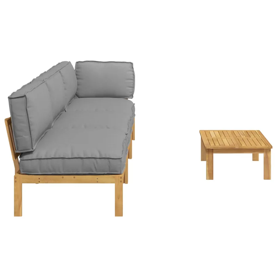 Ensemble de Canapés Uni 4 pcs Gris Bois d'Acacia Massif - 11