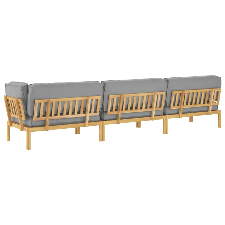 Ensemble de Canapés Uni 4 pcs Gris Bois d'Acacia Massif - 12
