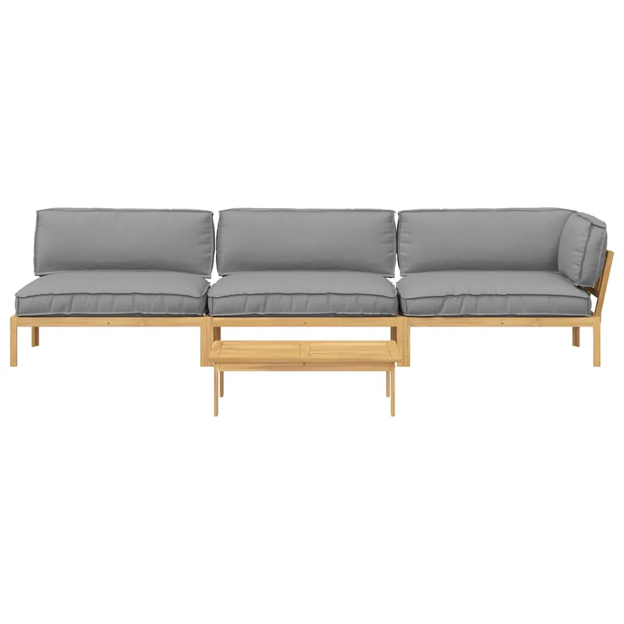 Ensemble de Canapés Uni 4 pcs Gris Bois d'Acacia Massif - 8