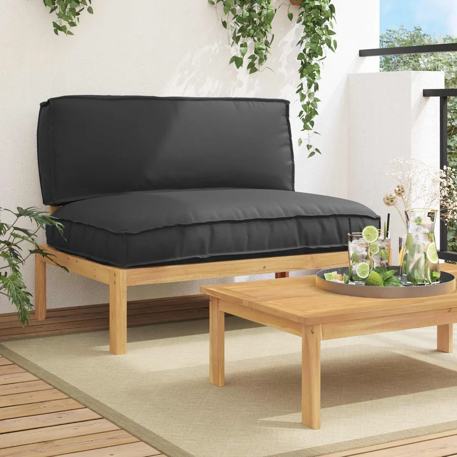 Ensemble de Canapés Noir 120 x 92 x 69 cm Bois d'Acacia Massif