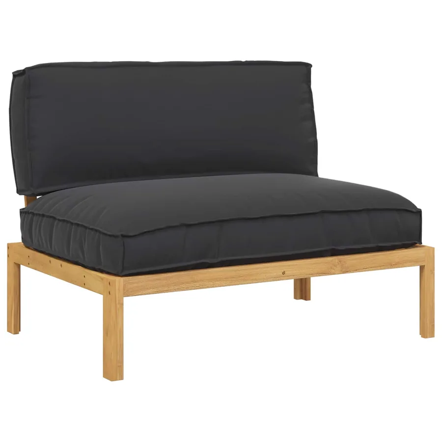 Ensemble de Canapés Noir 120 x 92 x 69 cm Bois d'Acacia Massif - 2