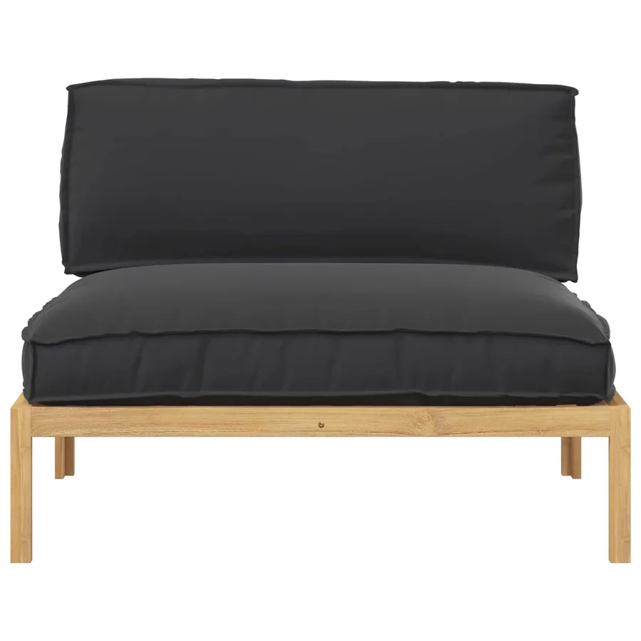 Ensemble de Canapés Noir 120 x 92 x 69 cm Bois d'Acacia Massif - 6