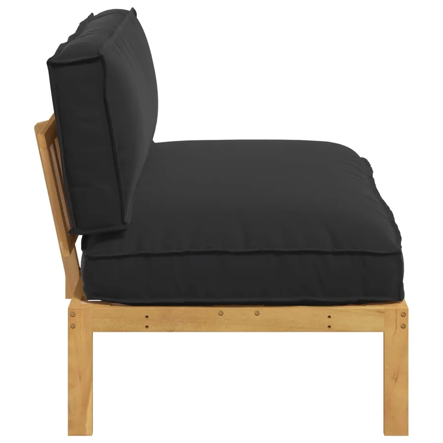 Ensemble de Canapés Noir 120 x 92 x 69 cm Bois d'Acacia Massif - 7