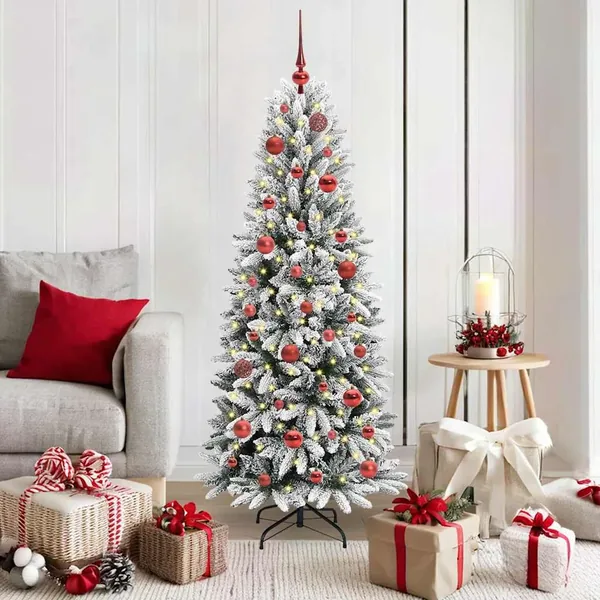 Sapin de Noël artificiel avec 150 LED avec support Blanc 150 cm