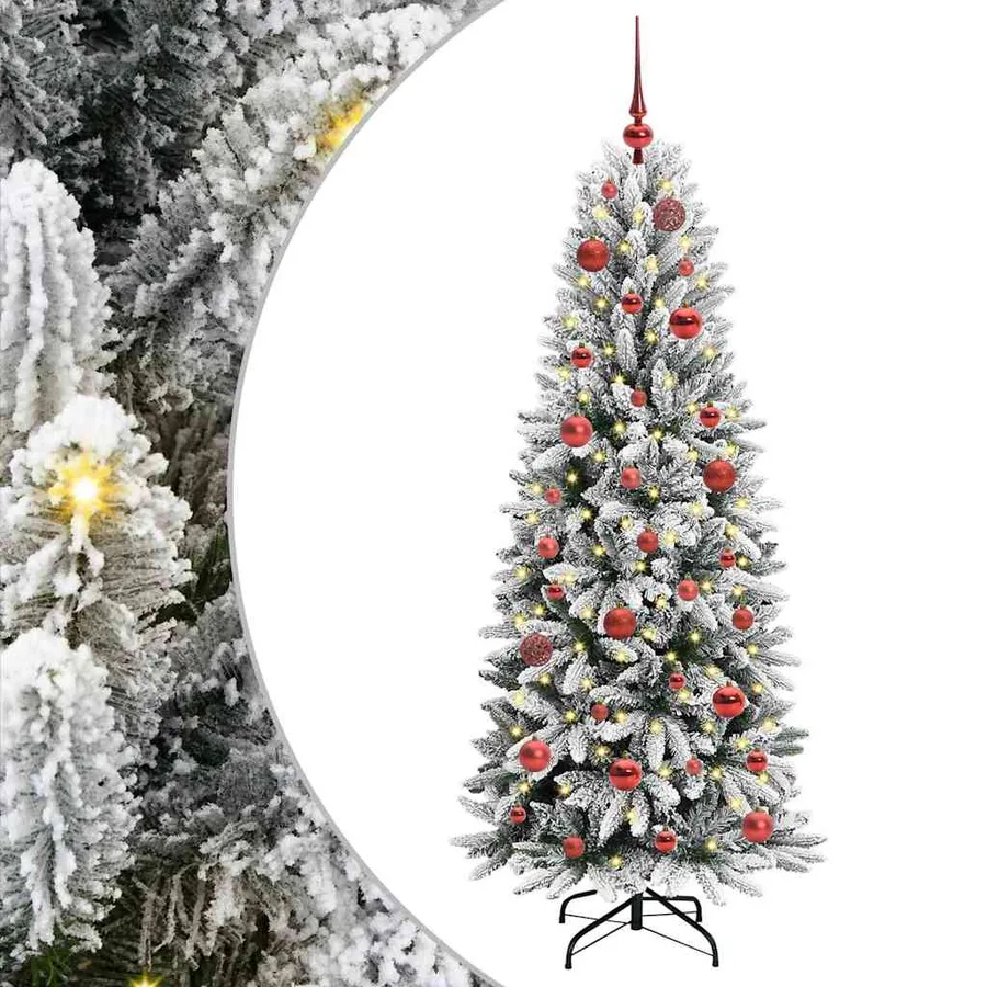 Sapin de Noël artificiel avec 150 LED avec support Blanc 150 cm - 2