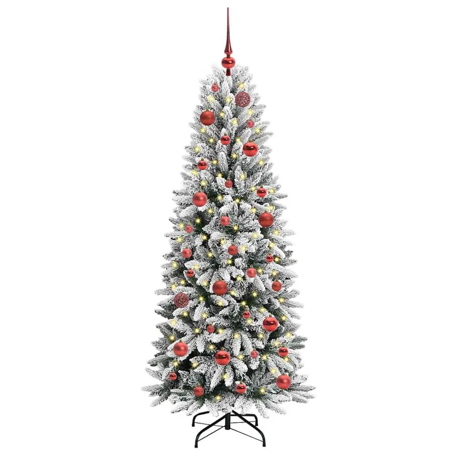 Sapin de Noël artificiel avec 150 LED avec support Blanc 150 cm - 3