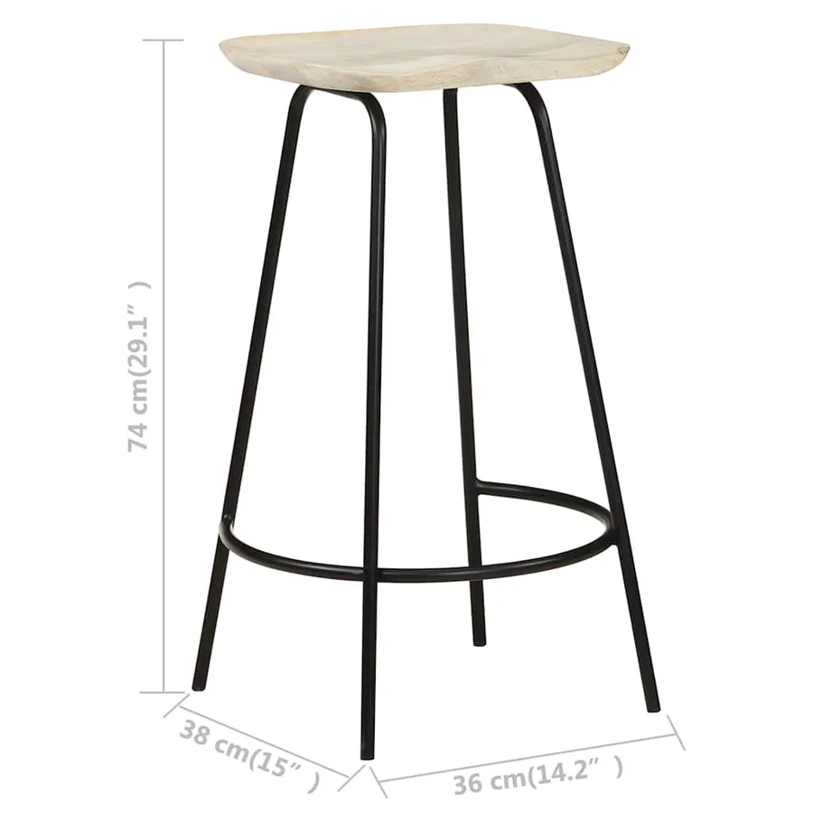 Tabourets de bar lot de 2 bois de manguier massif - 10