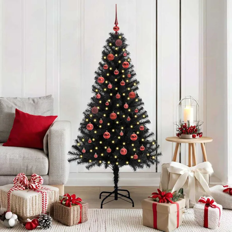 Sapin de Noël avec 150 LED avec support Noir 150 cm PVC