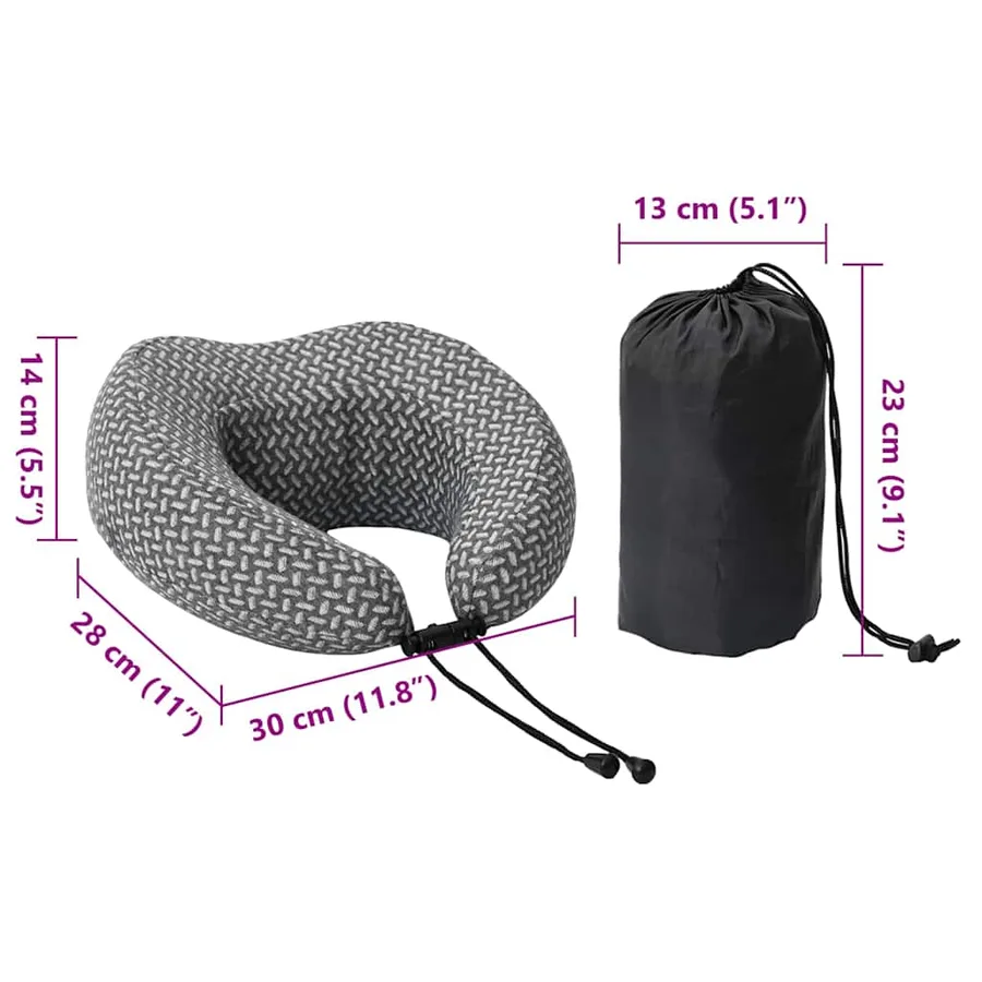 Oreiller de Voyage pour le Cou Gris 30 x 28 x 14 cm Polyester - 12