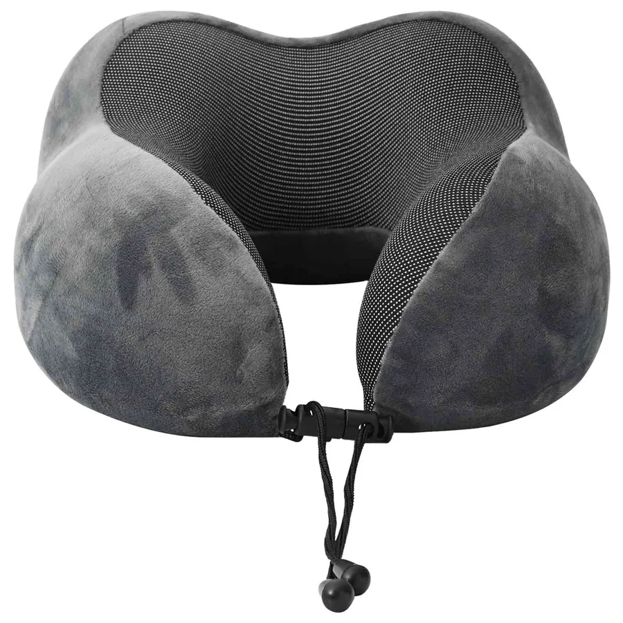 Oreiller de Voyage pour le Cou Réglable Gris 27 x 26 x 14 cm - 4